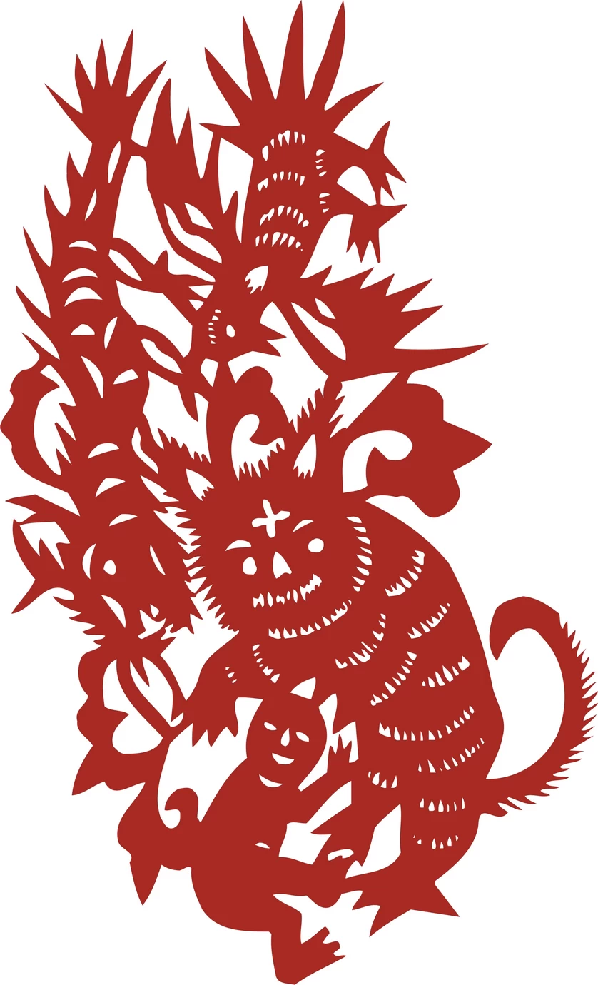 中国风中式传统喜庆民俗人物动物窗花剪纸插画边框AI矢量PNG素材【403】